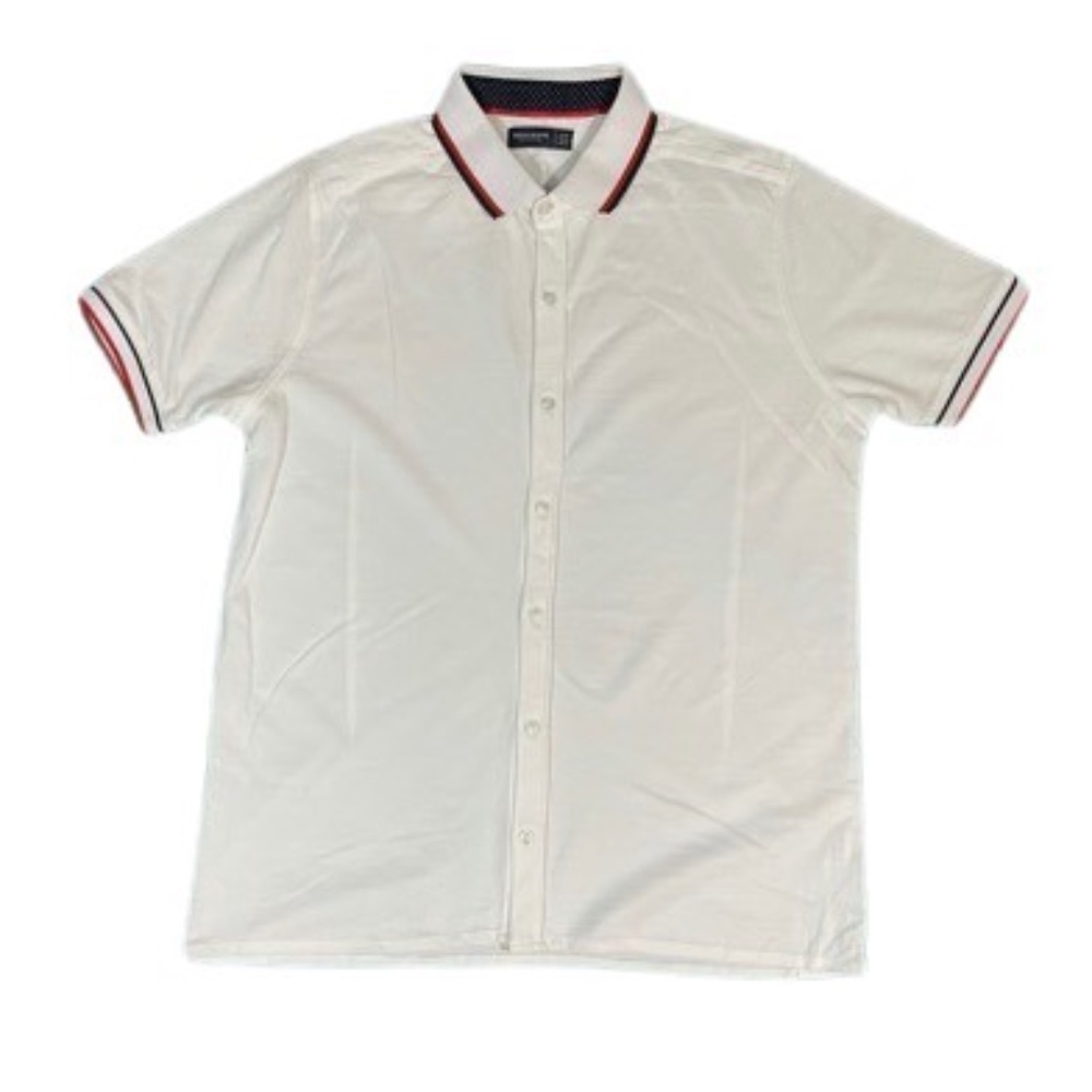 White Polo with blue/red accent